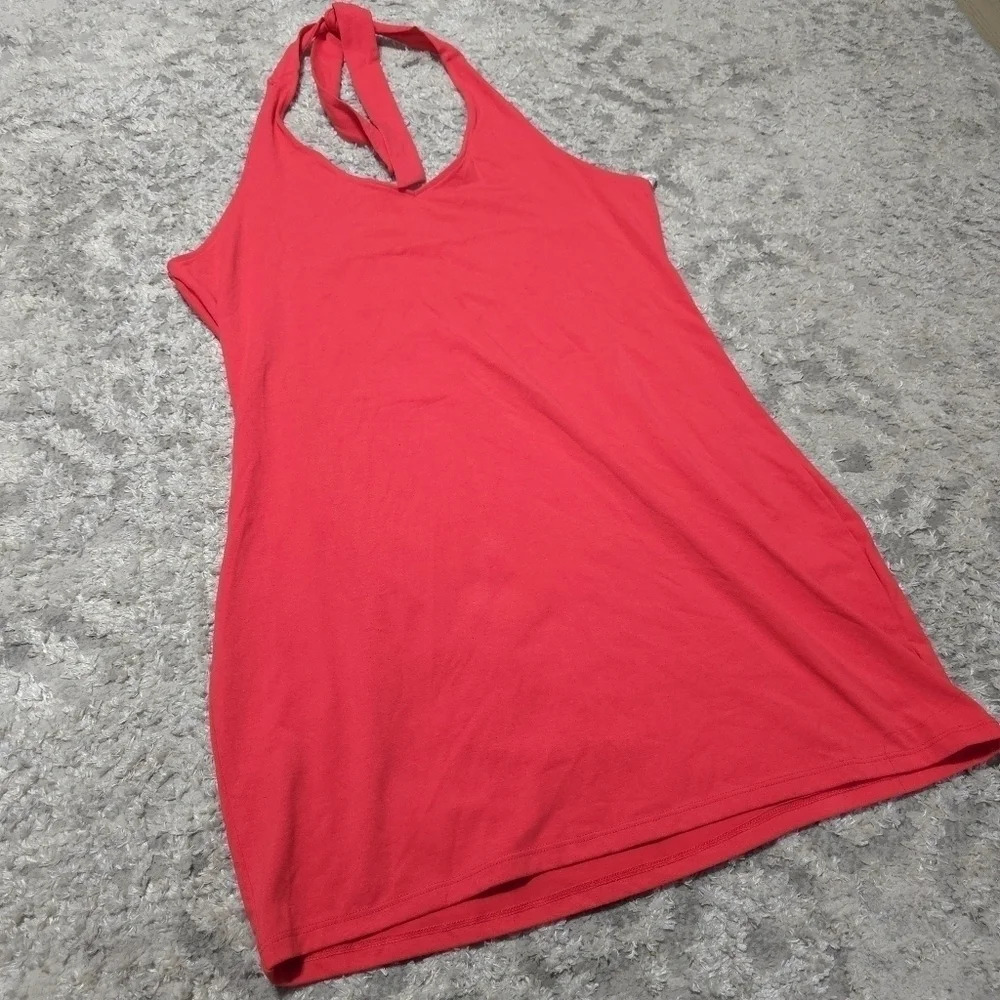 ✨️4/$20 Nwt Halter Bodycon Mini Dress in Gushing Lava, Summer Dress, Beach Cover - Picture 4 of 9